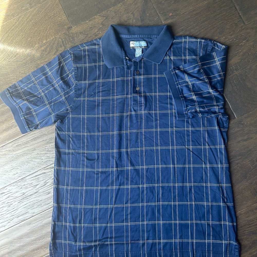 Buy 2 Save 30%: JoS A Bank Ledbetter Golf Blue Plaid Cotton Polo Shirt
